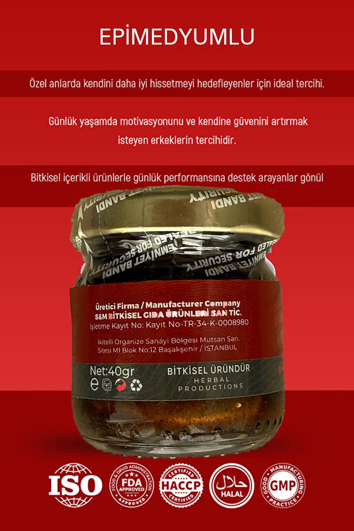 F1 Bitkisel Ginsengi Tribulus Terrestris Maca Ekstrat Içeren Takviye Edici Gıda 40 gr